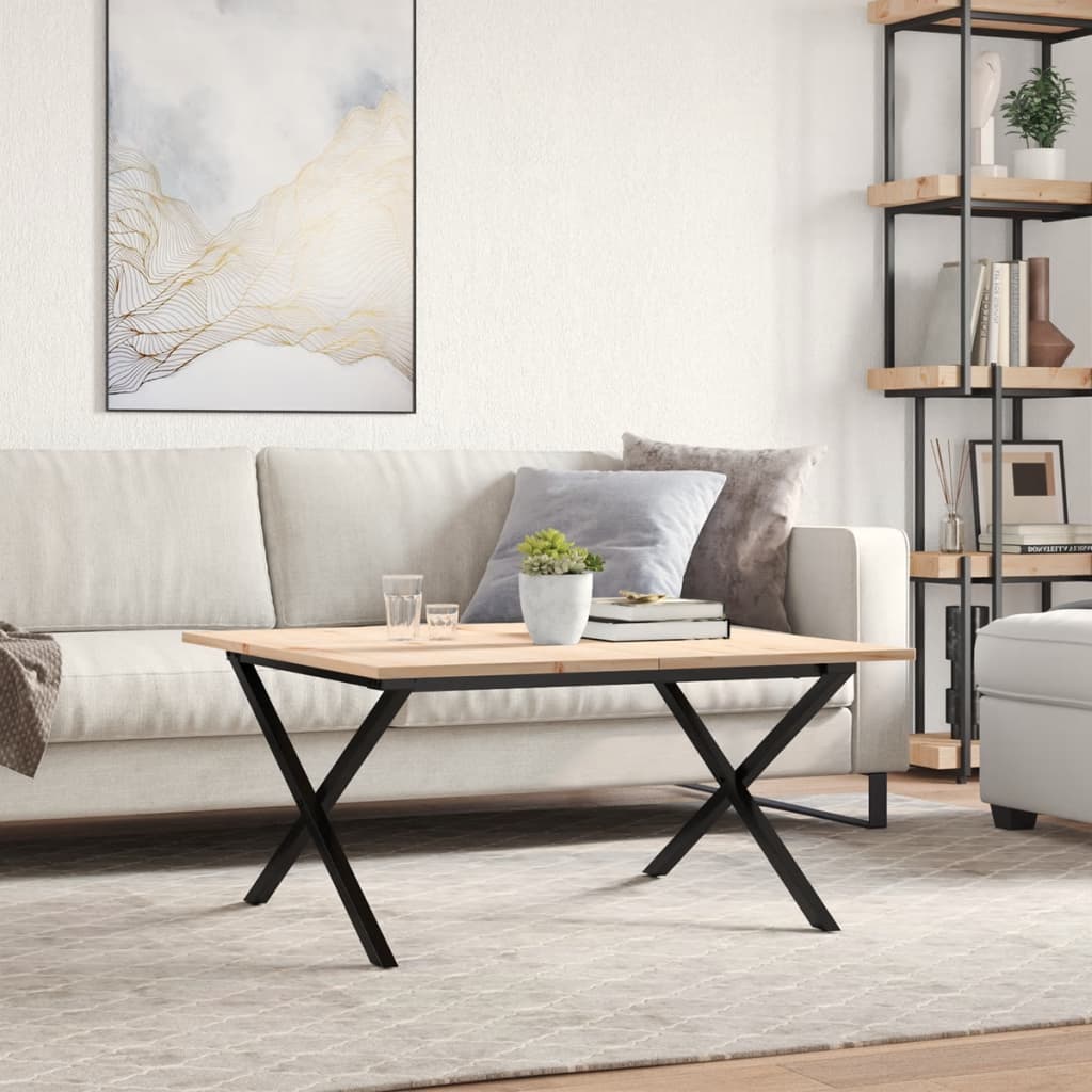 Salongbord X-ramme 90x90x45 cm heltre furu og stål