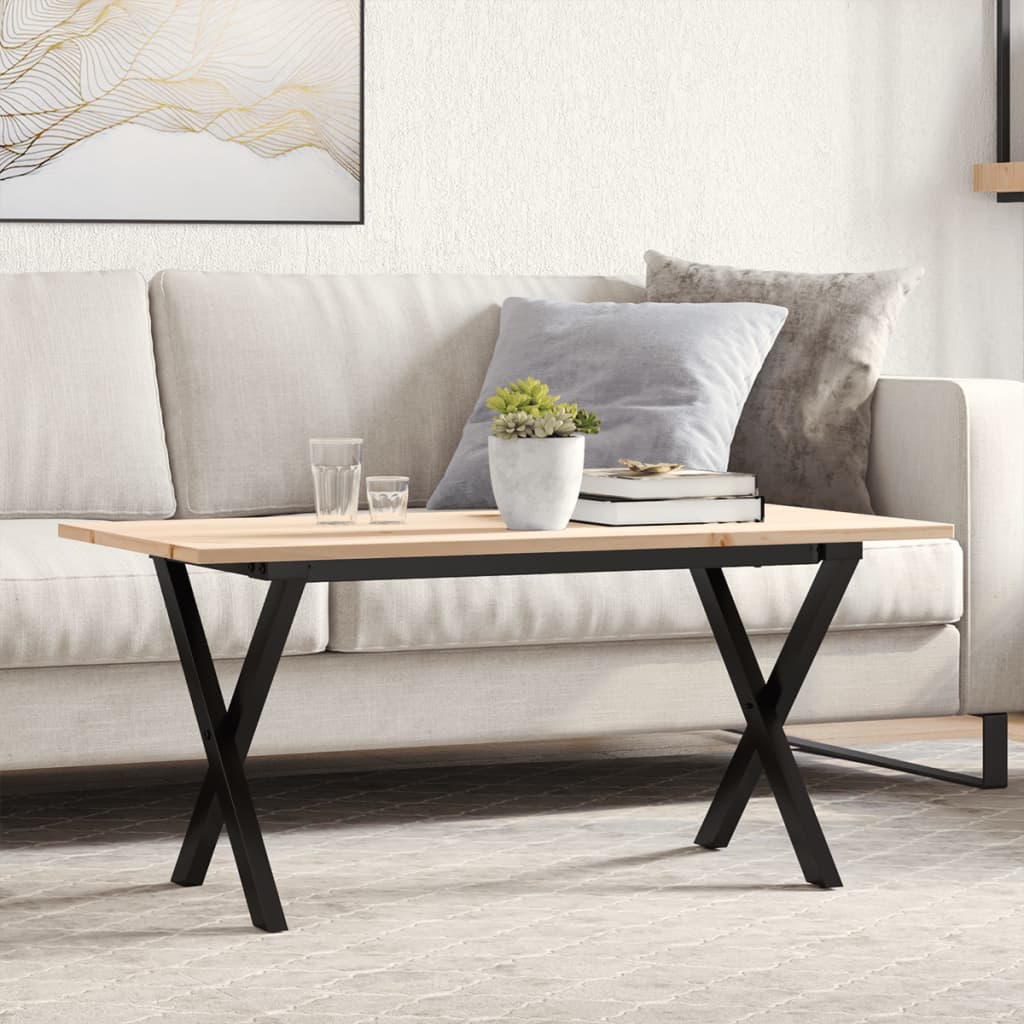 Salongbord X-ramme 100x50x45 cm heltre furu og stål