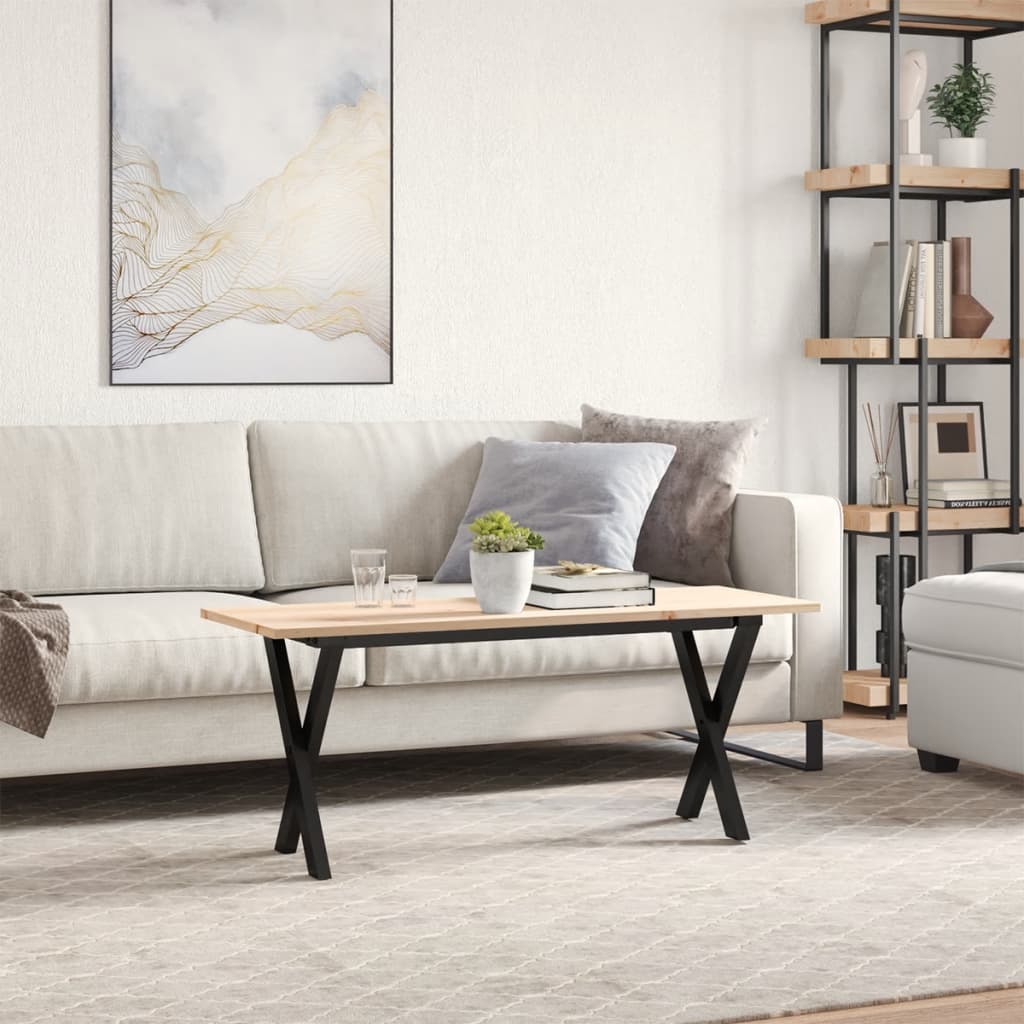 Salongbord X-ramme 110x40x45 cm heltre furu og stål