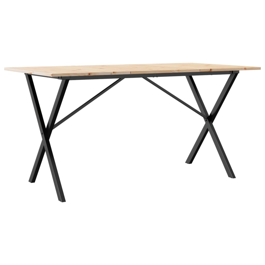 Spisebord X-ramme 160x80x75 cm heltre furu og stål