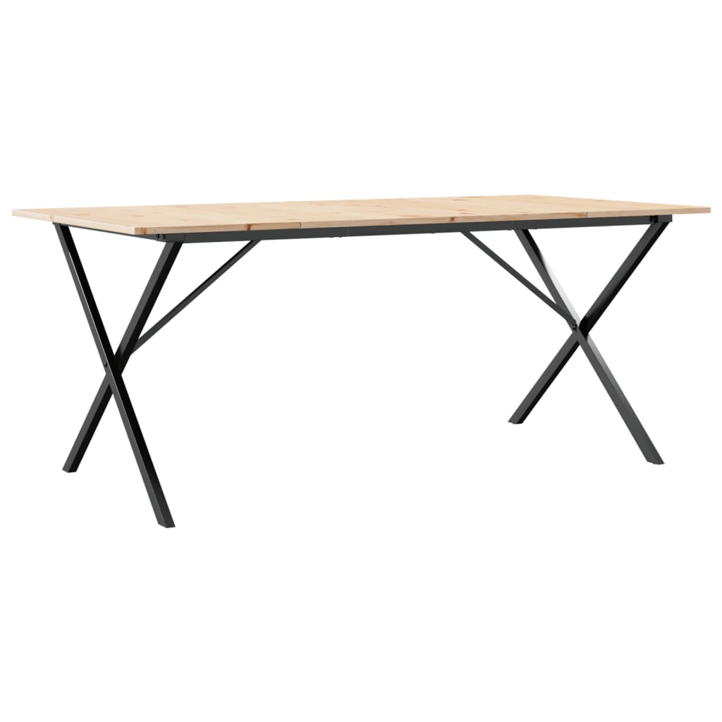 Spisebord X-ramme 180x90x75 cm heltre furu og stål
