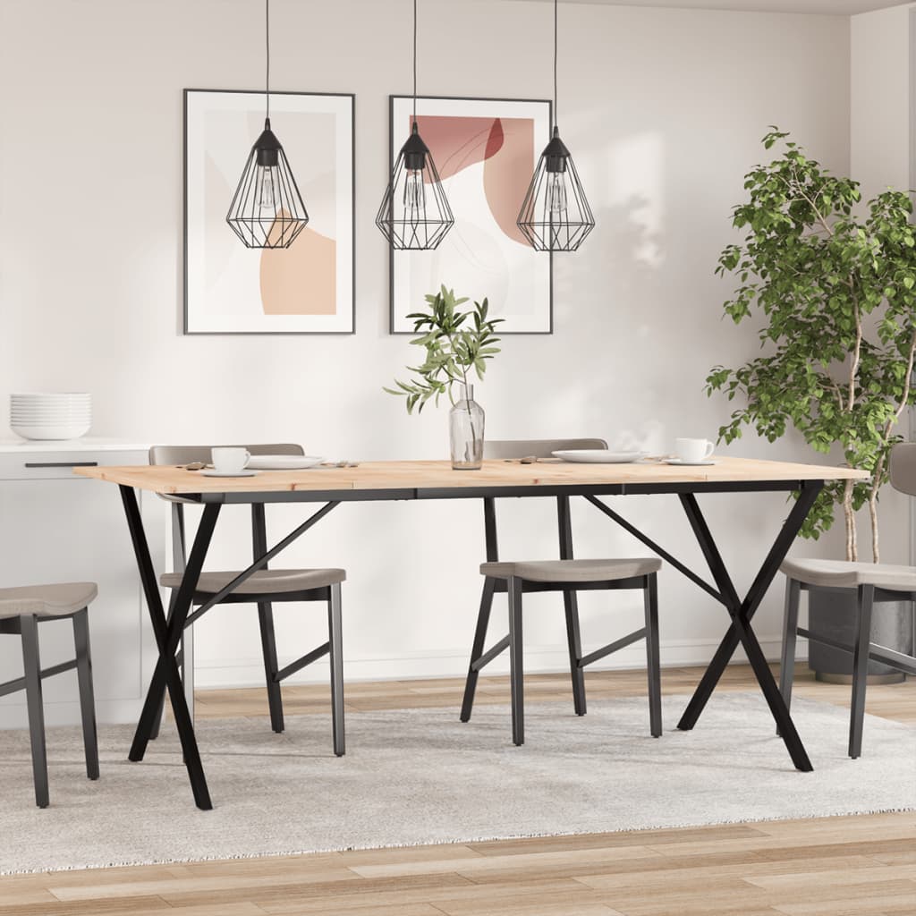 Spisebord X-ramme 180x90x75 cm heltre furu og stål