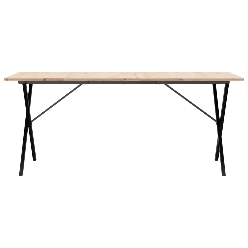 Spisebord X-ramme 180x90x75 cm heltre furu og stål