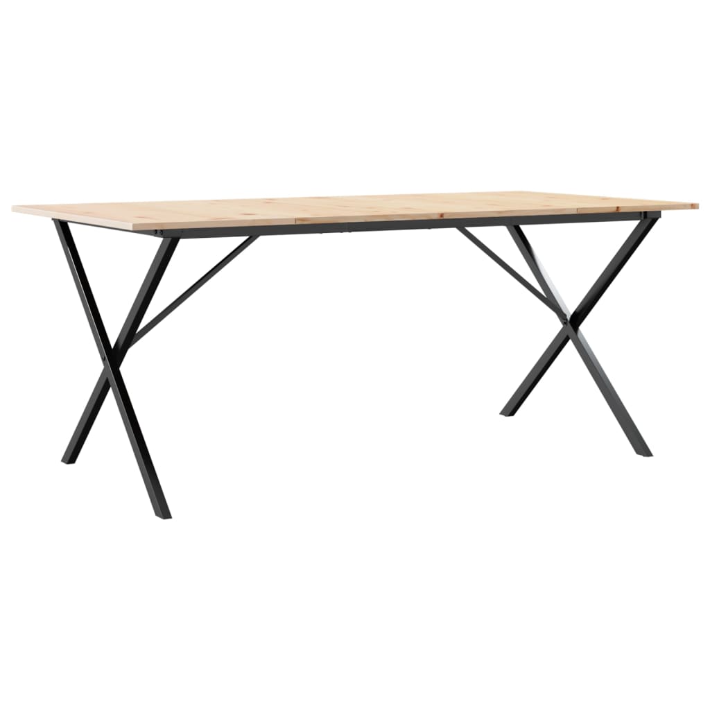 Spisebord X-ramme 180x90x75 cm heltre furu og stål