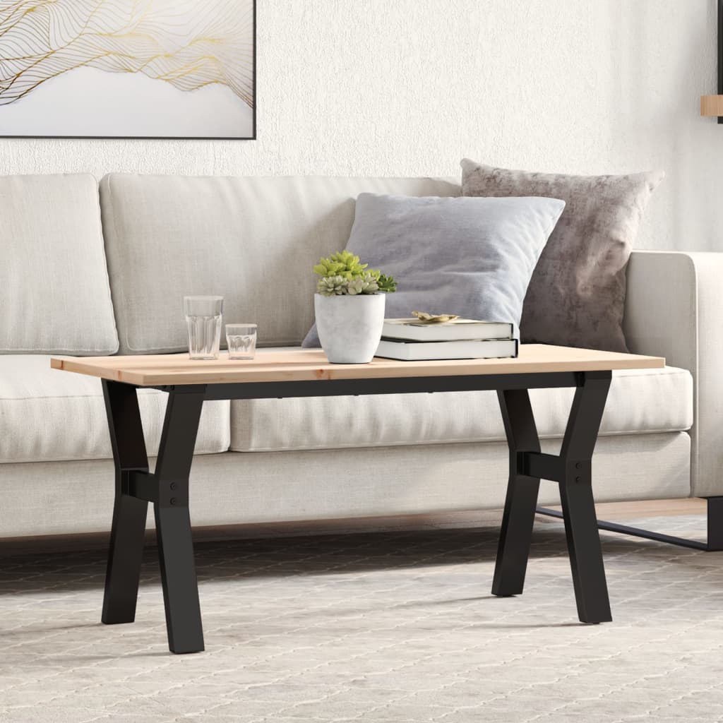 Salongbord Y-ramme 100x50x45 cm heltre furu og stål