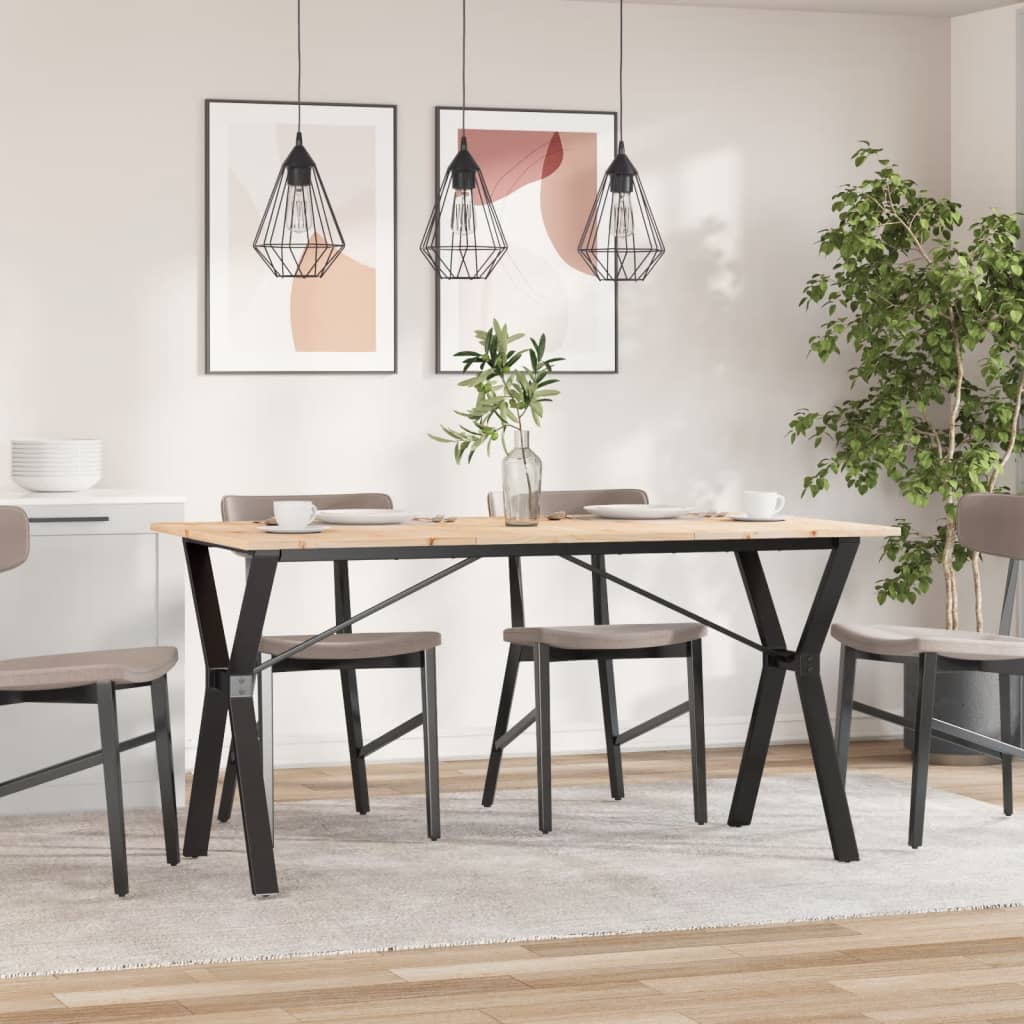 Spisebord Y-ramme 160x80x75 cm heltre furu og stål