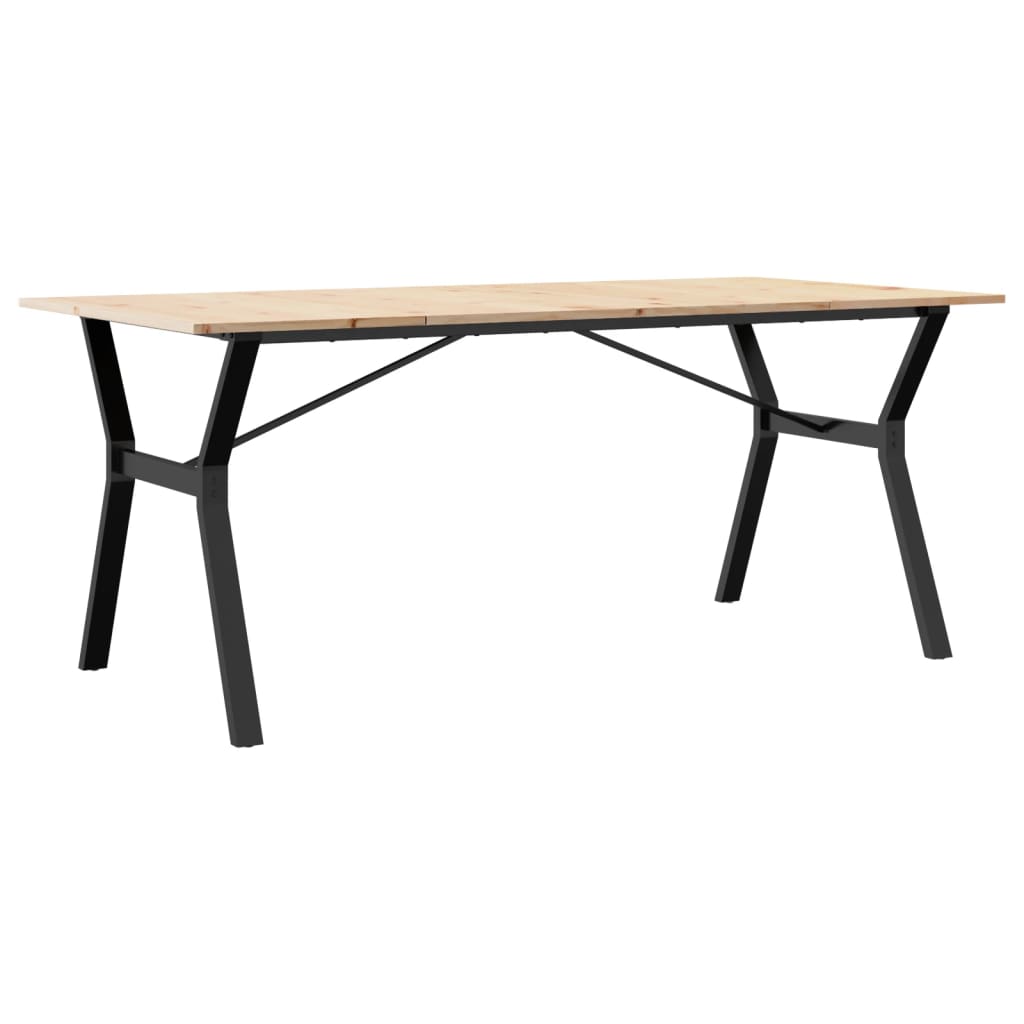 Spisebord Y-ramme 180x90x75 cm heltre furu og stål