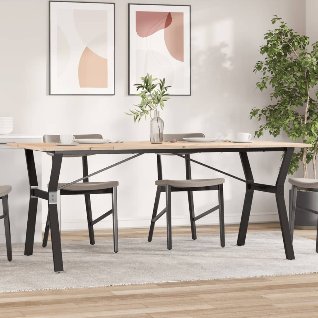 Spisebord Y-ramme 180x90x75 cm heltre furu og stål