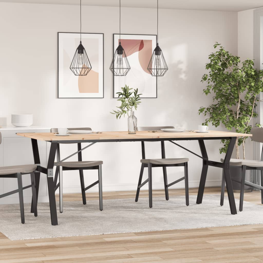 Spisebord Y-ramme 200x100x75 cm heltre furu og stål vidaXL