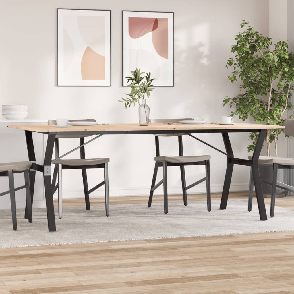 Spisebord Y-ramme 200x100x75 cm heltre furu og stål vidaXL