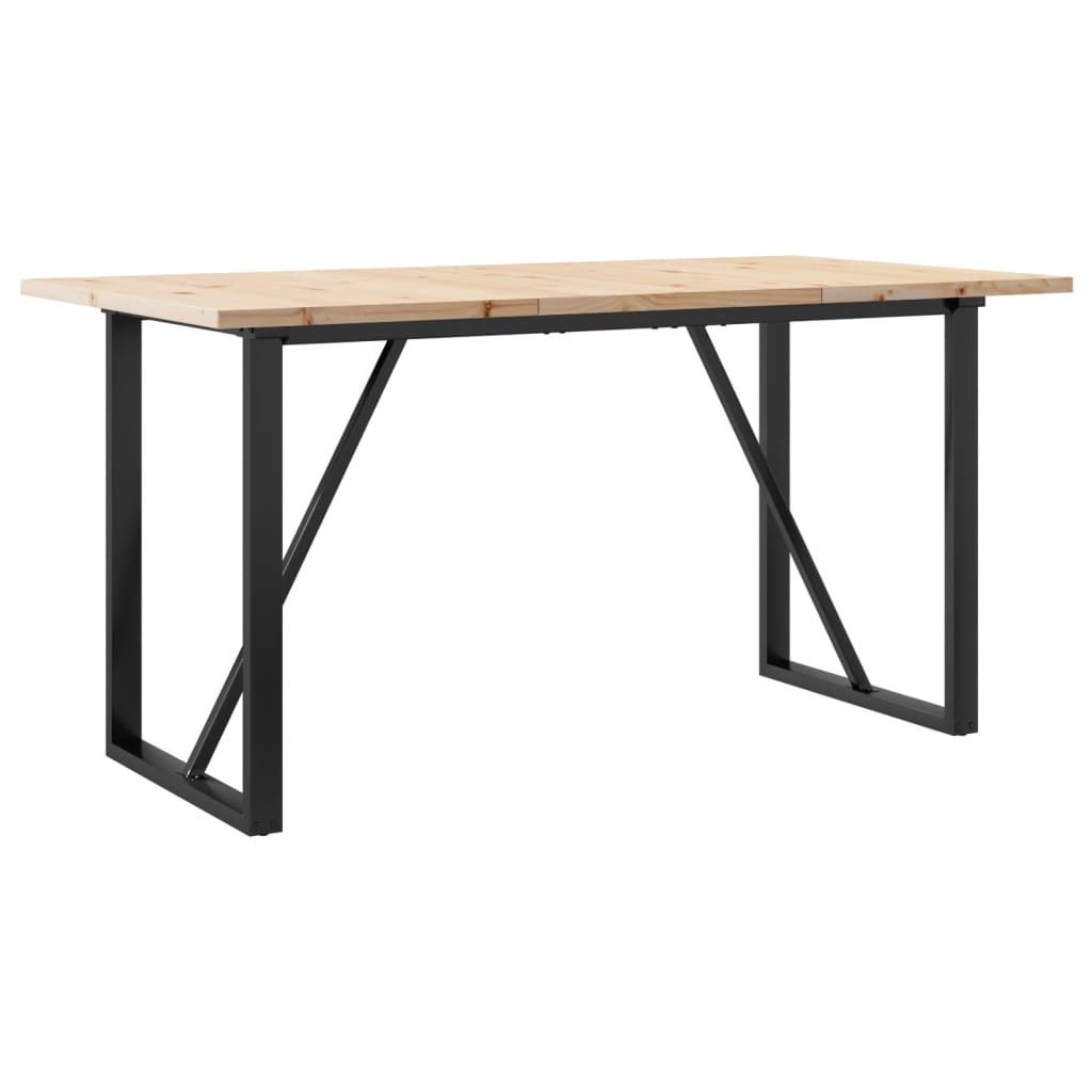 Spisebord O-ramme 140x80x75,5 cm heltre furu og stål