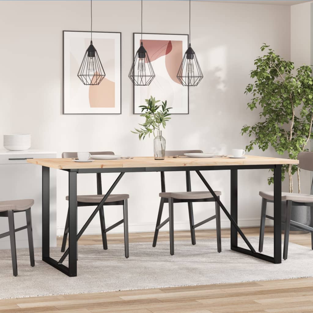 Spisebord O-ramme 180x90x75,5 cm heltre furu og stål