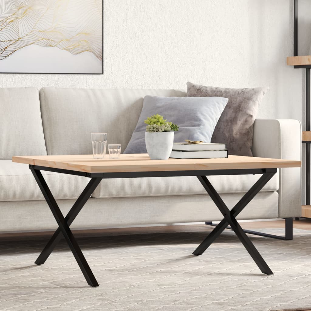Salongbord X-ramme 80x80x45,5 cm heltre furu og stål vidaXL
