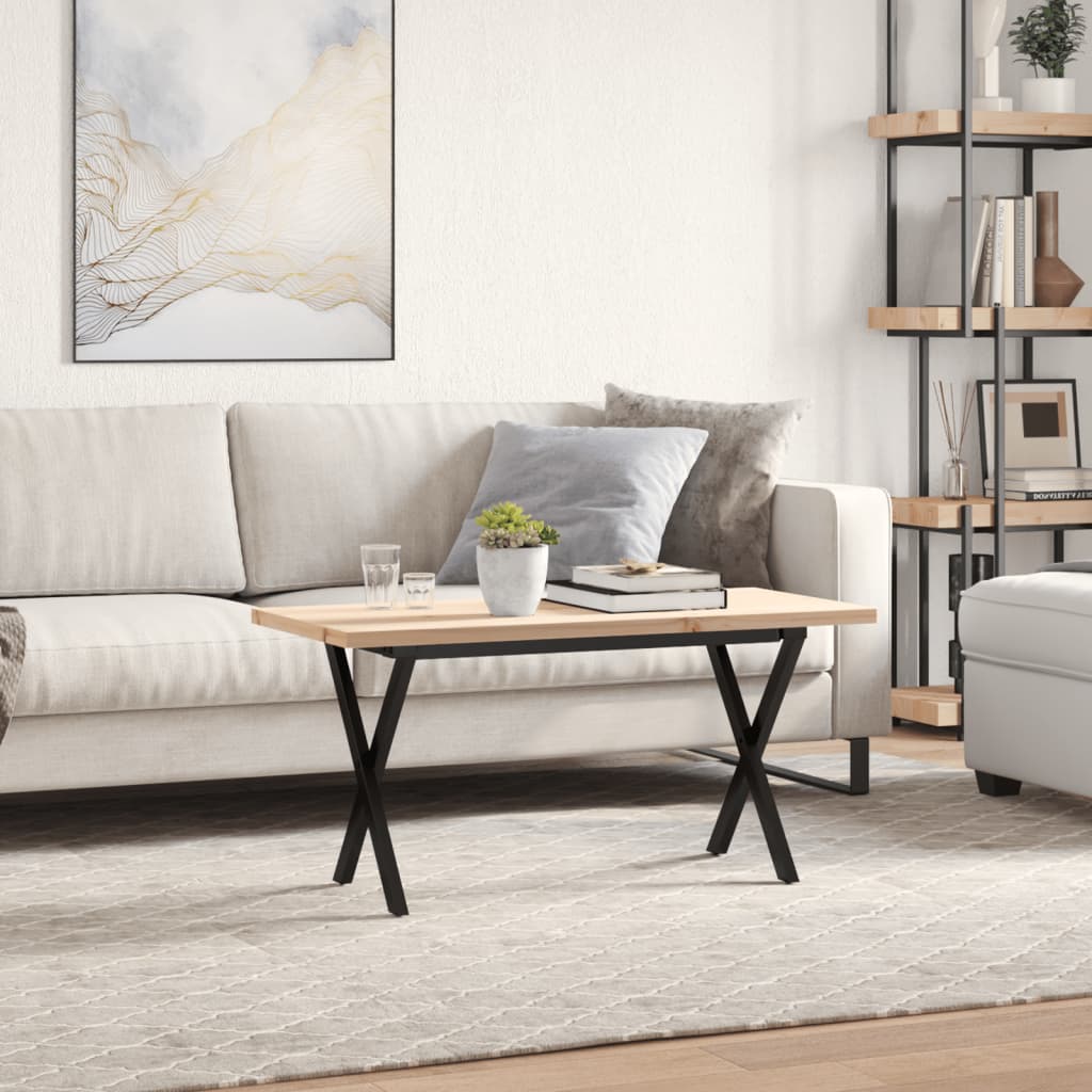 Salongbord X-ramme 100x50x45,5 cm heltre furu og stål