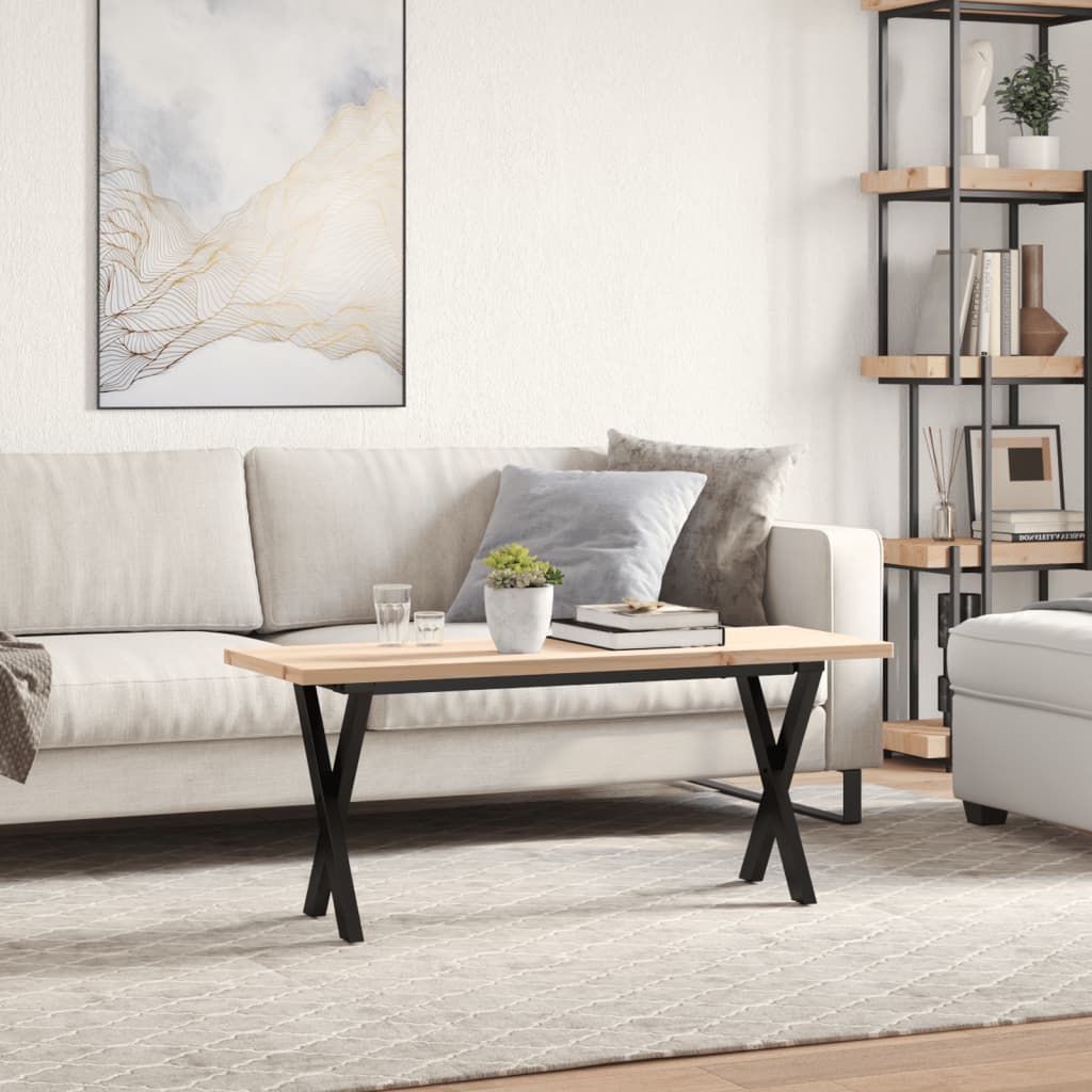 Salongbord X-ramme 110x40x45,5 cm heltre furu og stål
