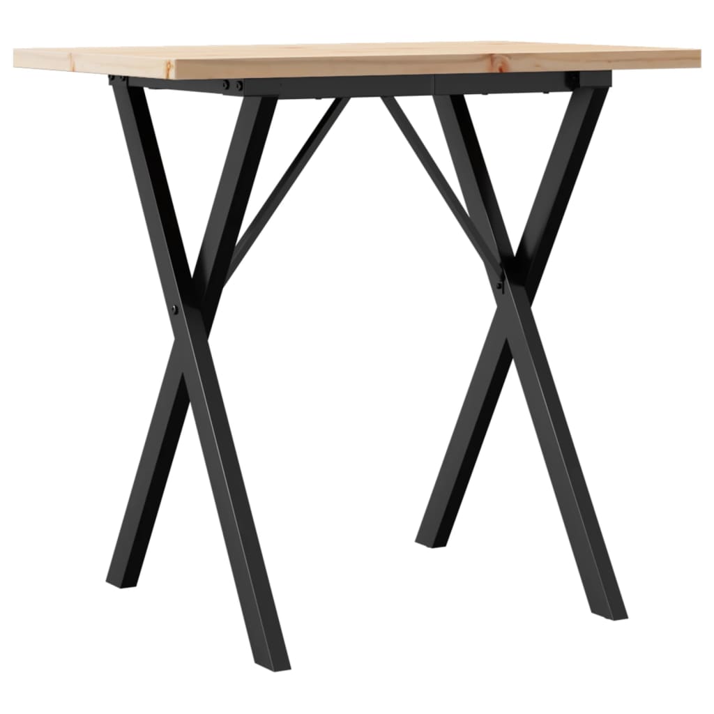 Spisebord X-ramme 80x50x75,5 cm heltre furu og stål