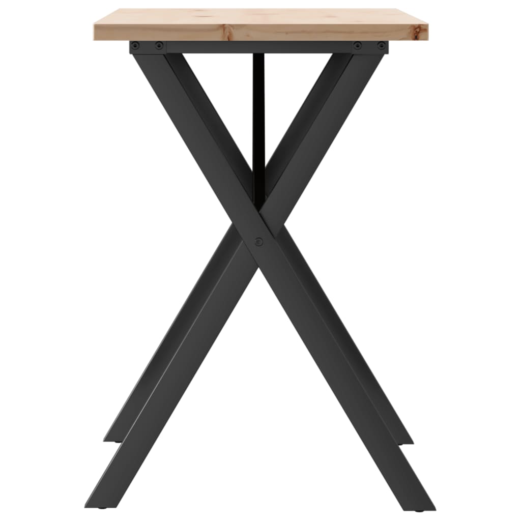 Spisebord X-ramme 80x50x75,5 cm heltre furu og stål