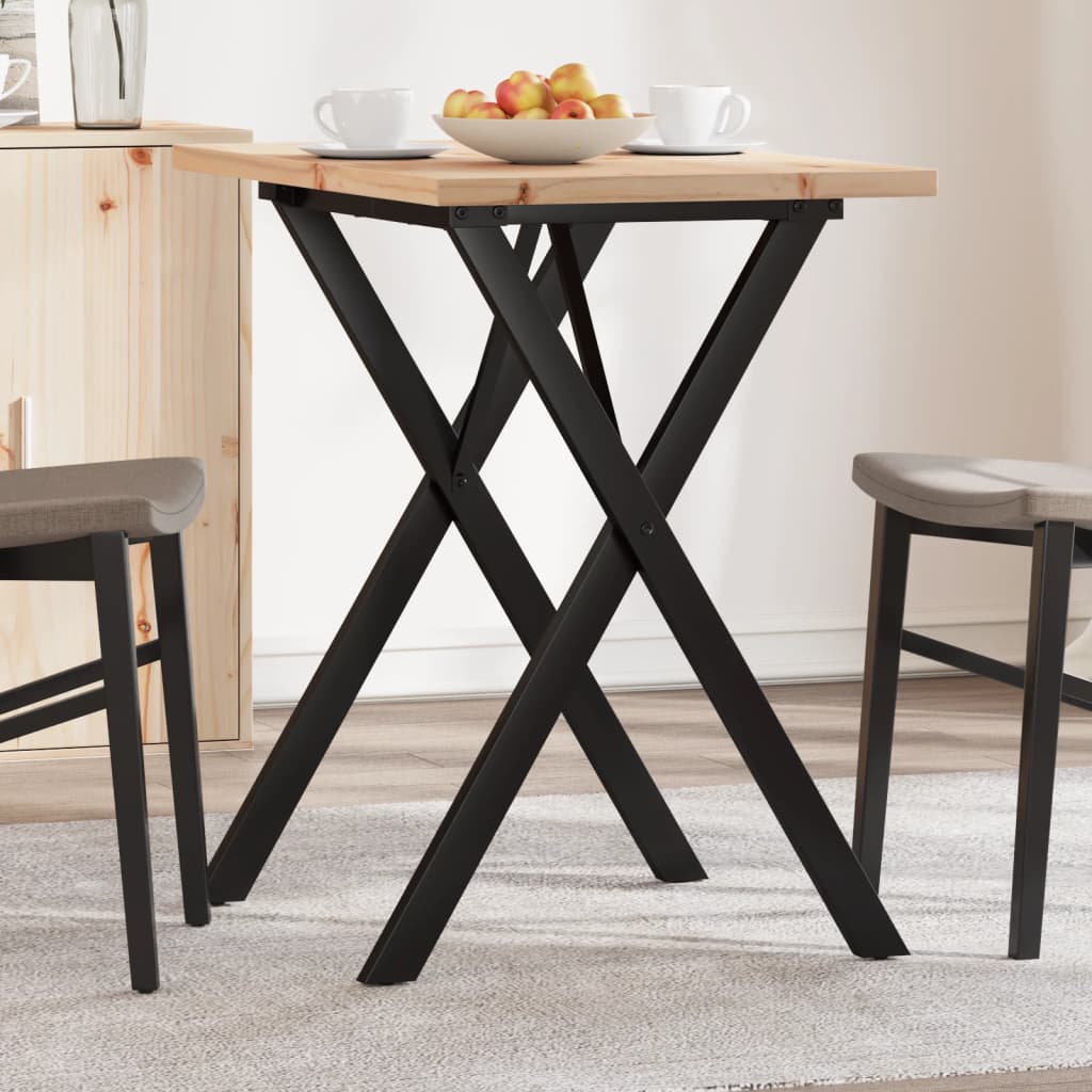Spisebord X-ramme 80x50x75,5 cm heltre furu og stål
