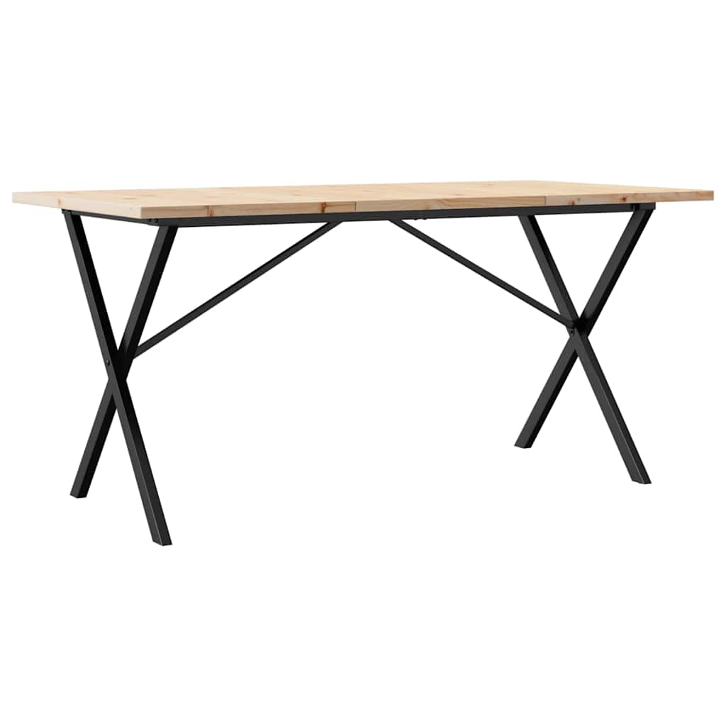 Spisebord X-ramme 140x80x75,5 cm heltre furu og stål