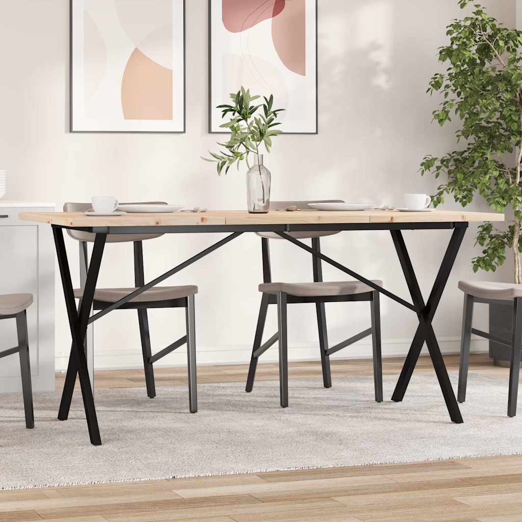 Spisebord X-ramme 140x80x75,5 cm heltre furu og stål