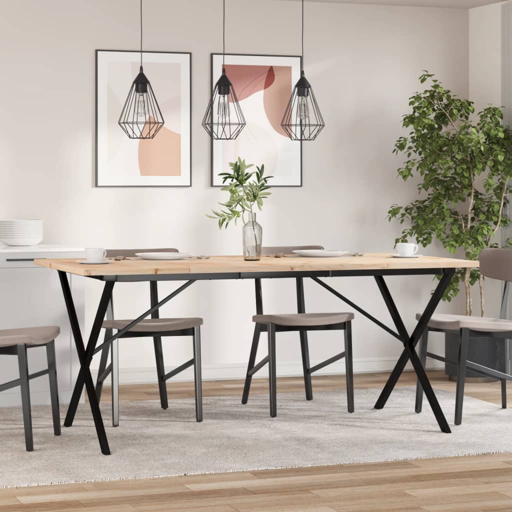 Spisebord X-ramme 180x90x75,5 cm heltre furu og stål