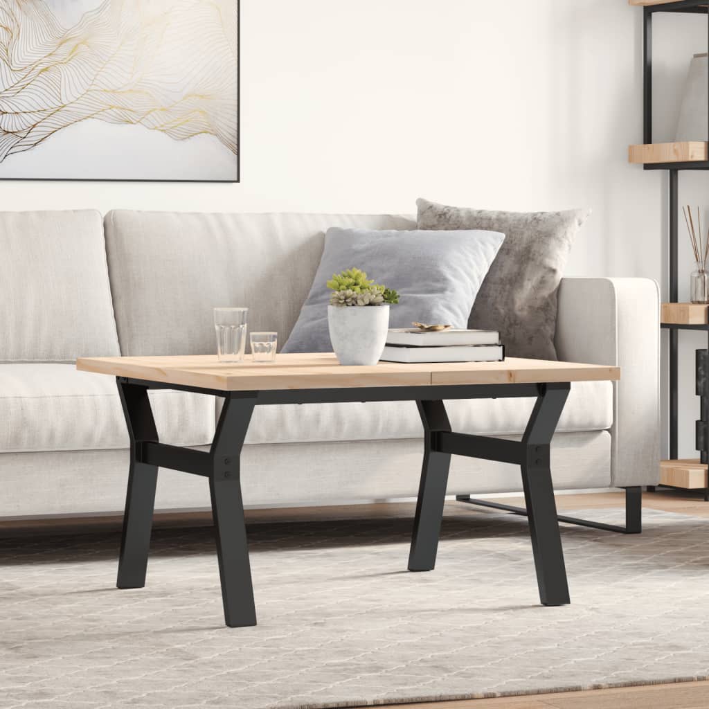 Salongbord Y-ramme 80x80x45,5 cm heltre furu og stål