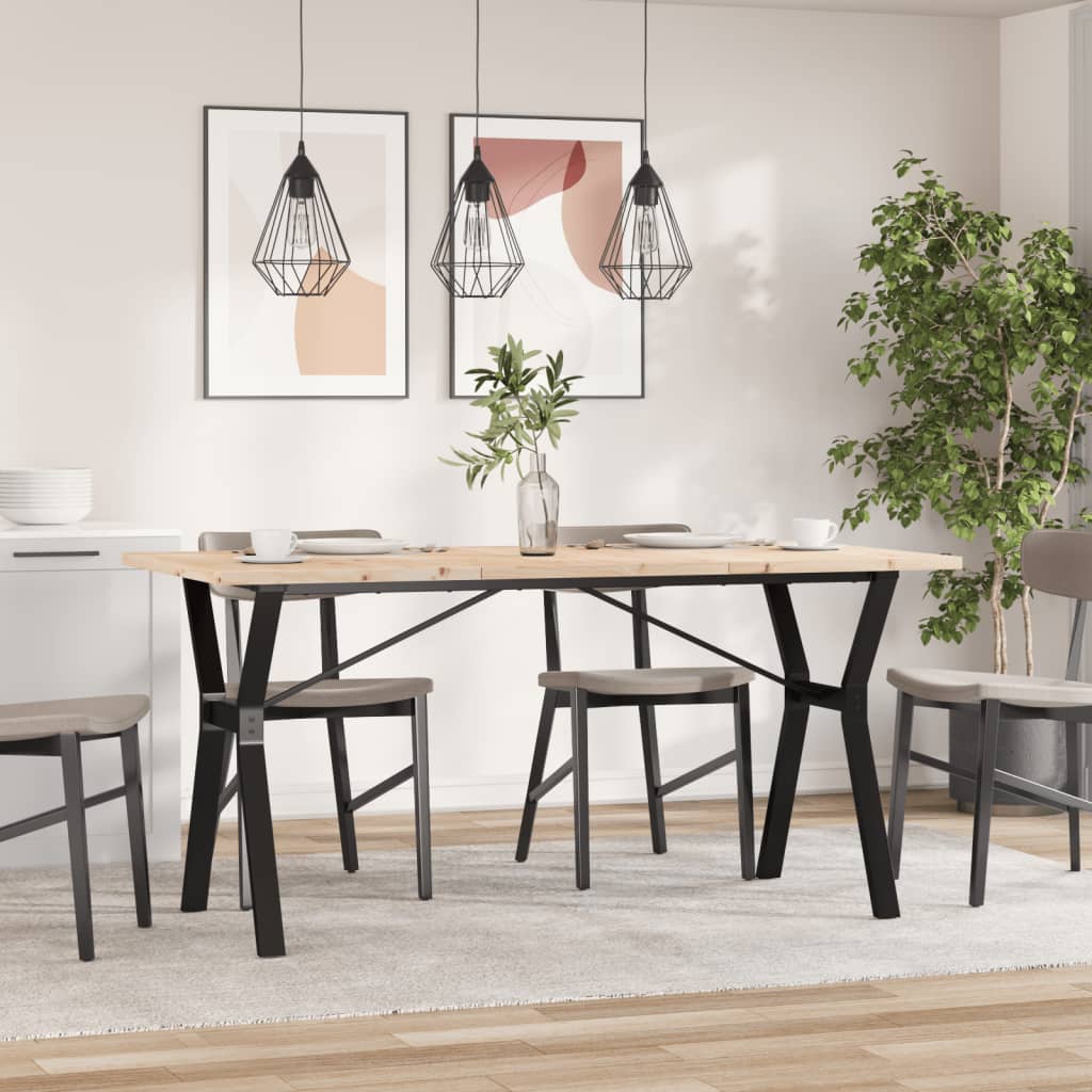 Spisebord Y-ramme 140x80x75,5 cm heltre furu og stål