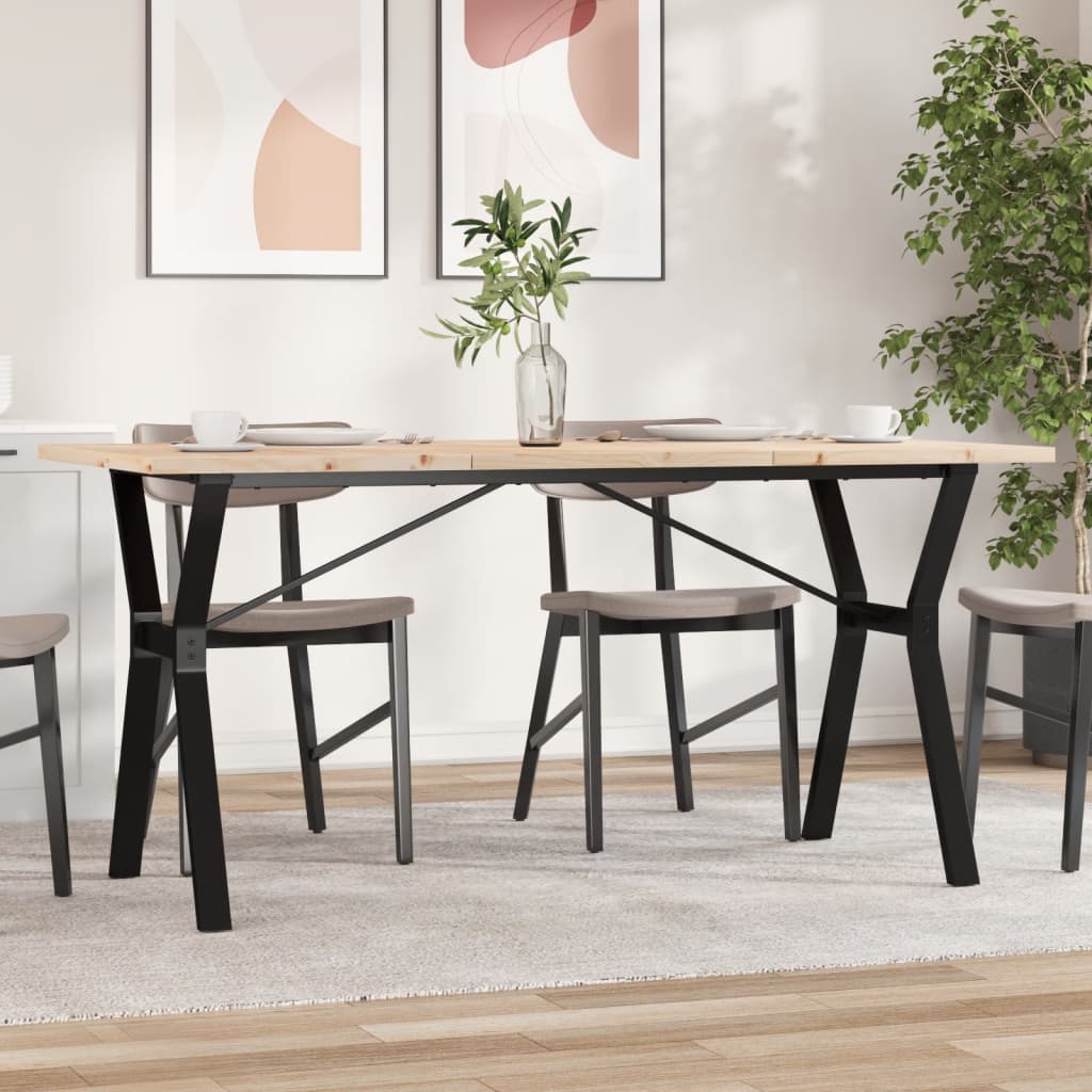 Spisebord Y-ramme 140x80x75,5 cm heltre furu og stål