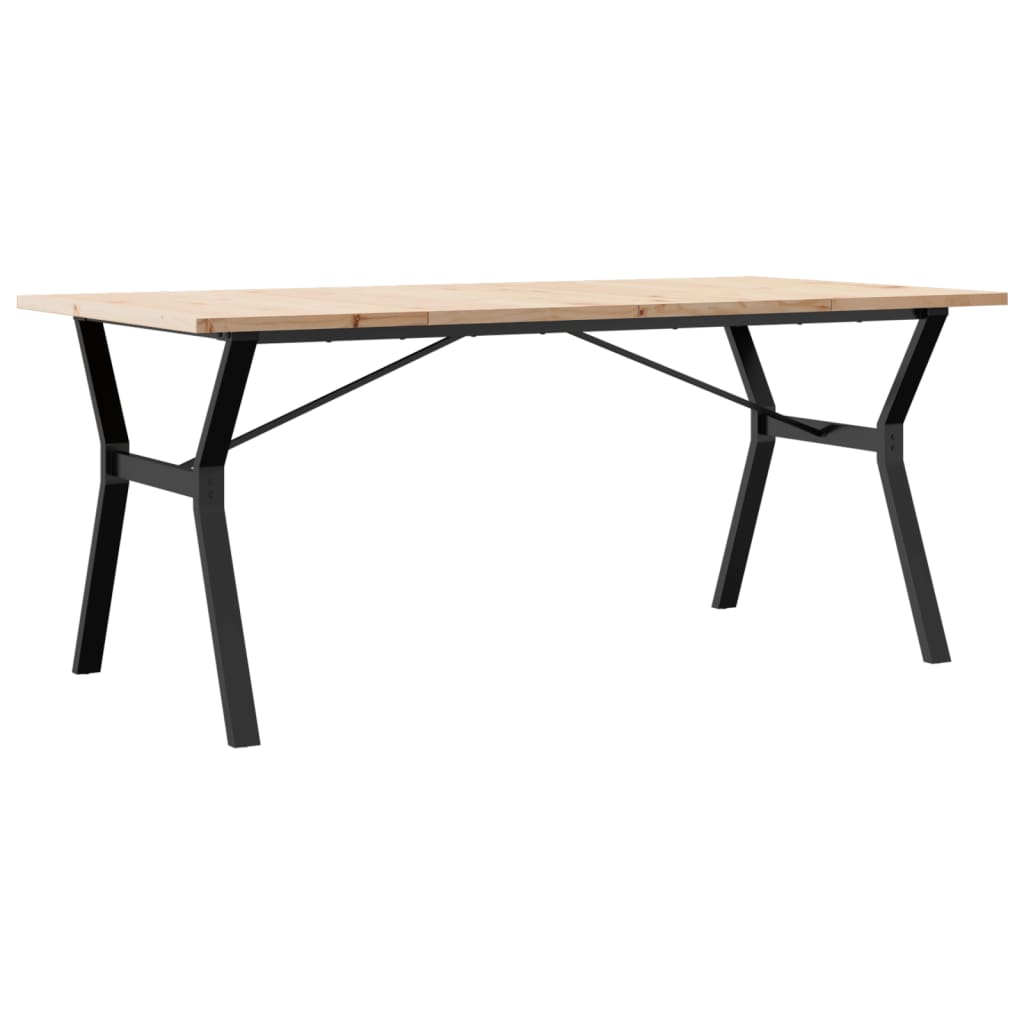 Spisebord Y-ramme 180x90x75,5 cm heltre furu og stål
