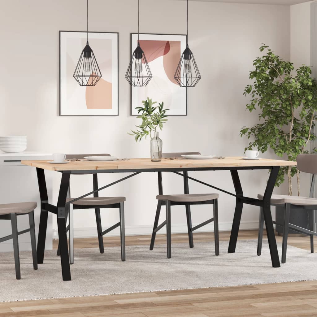 Spisebord Y-ramme 180x90x75,5 cm heltre furu og stål