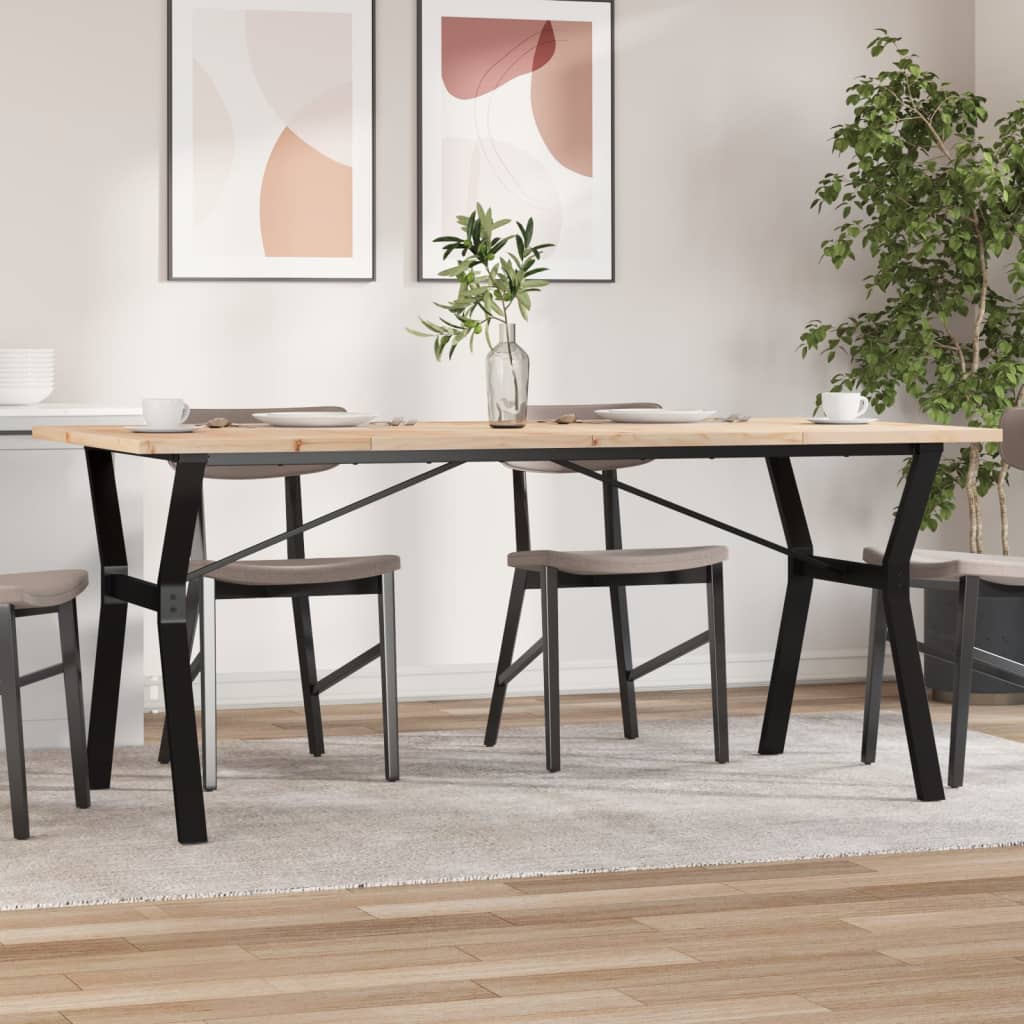 Spisebord Y-ramme 180x90x75,5 cm heltre furu og stål