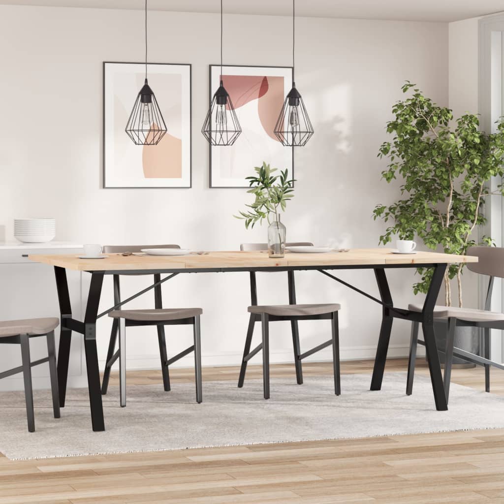 Spisebord Y-ramme 200x100x75,5 cm heltre furu og stål