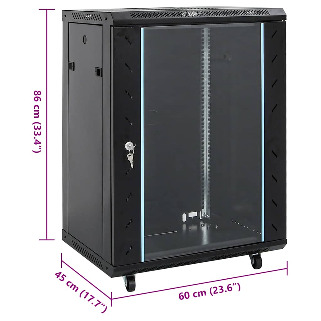 15U nettverksskap med svingbare føtter 19" IP20 60x45x86 cm
