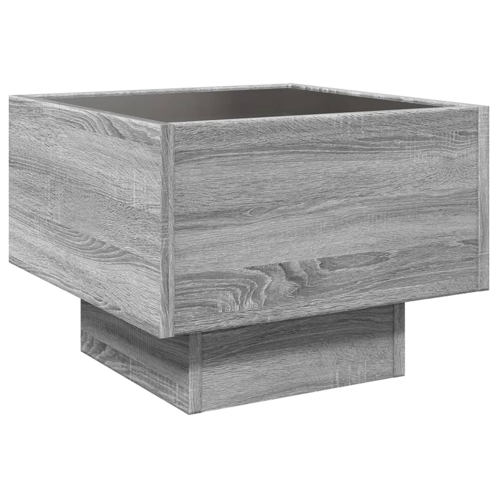 Sidebord LED grå sonoma 40x40x30 cm konstruert tre