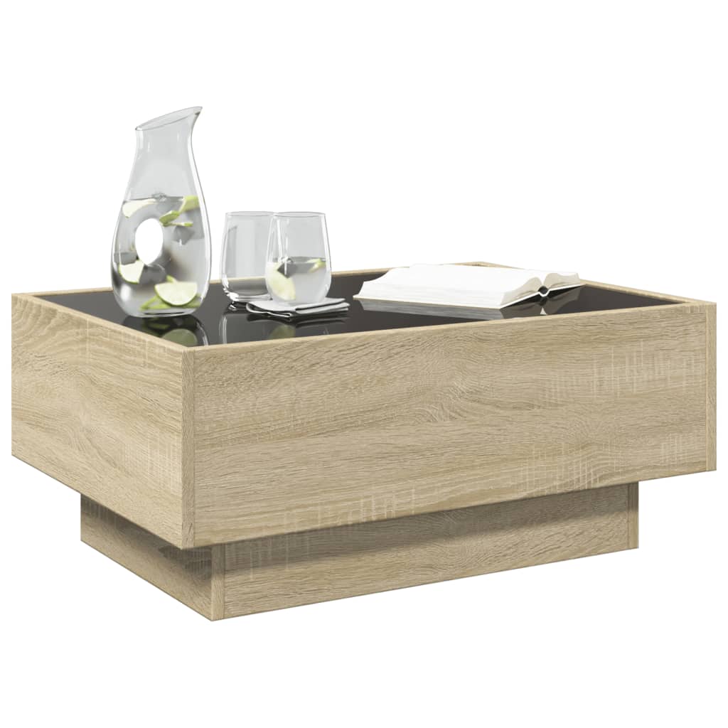 Salongbord med LED sonoma eik 70x50x30 cm konstruert tre