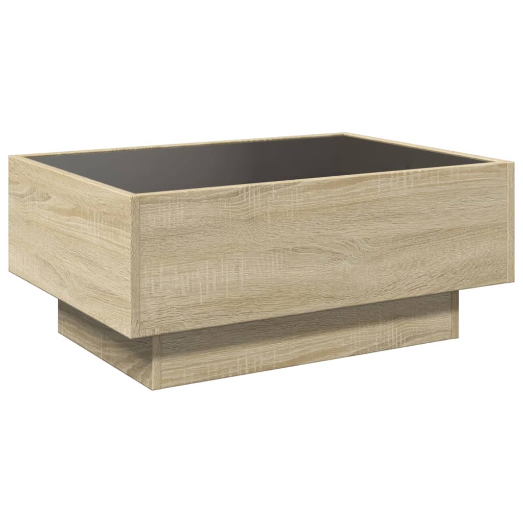 Salongbord med LED sonoma eik 70x50x30 cm konstruert tre