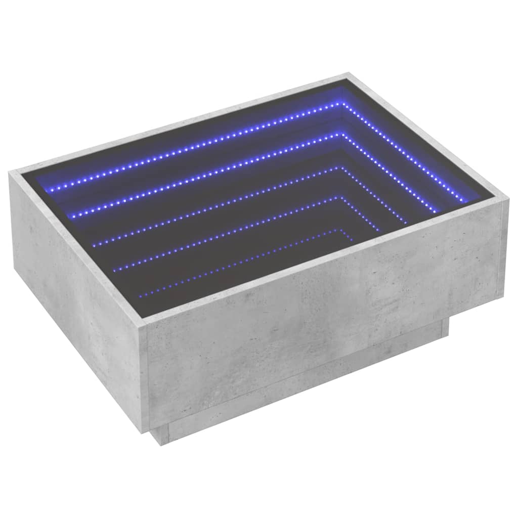 Salongbord med LED betonggrå 70x50x30 cm konstruert tre