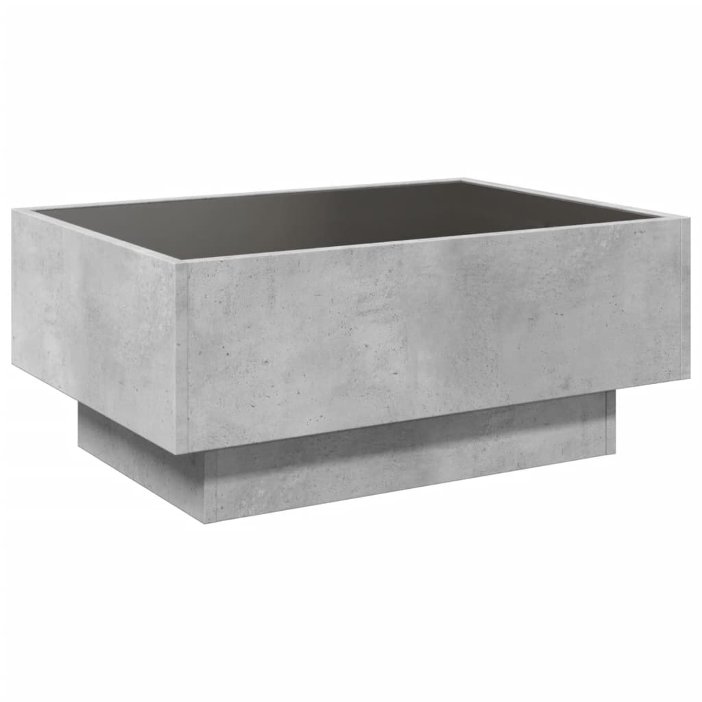 Salongbord med LED betonggrå 70x50x30 cm konstruert tre