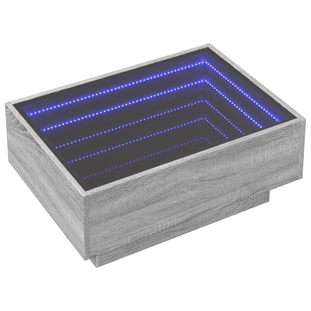 Salongbord med LED grå sonoma 70x50x30 cm konstruert tre