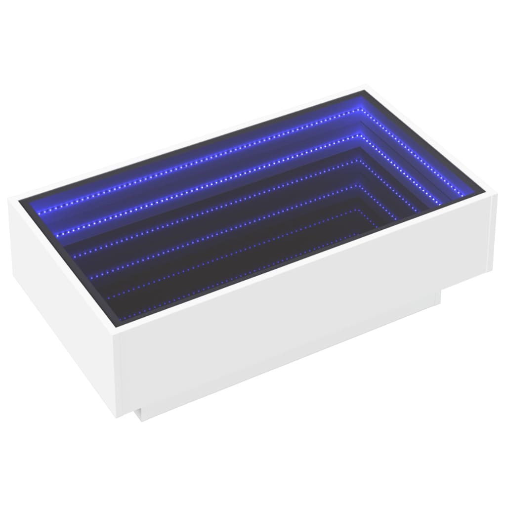 Salongbord med LED hvit 90x50x30 cm konstruert tre