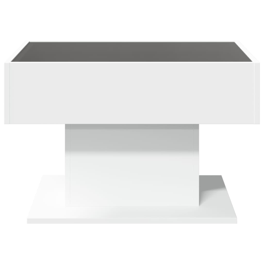 Salongbord med LED hvit 70x50x45 cm sponplate
