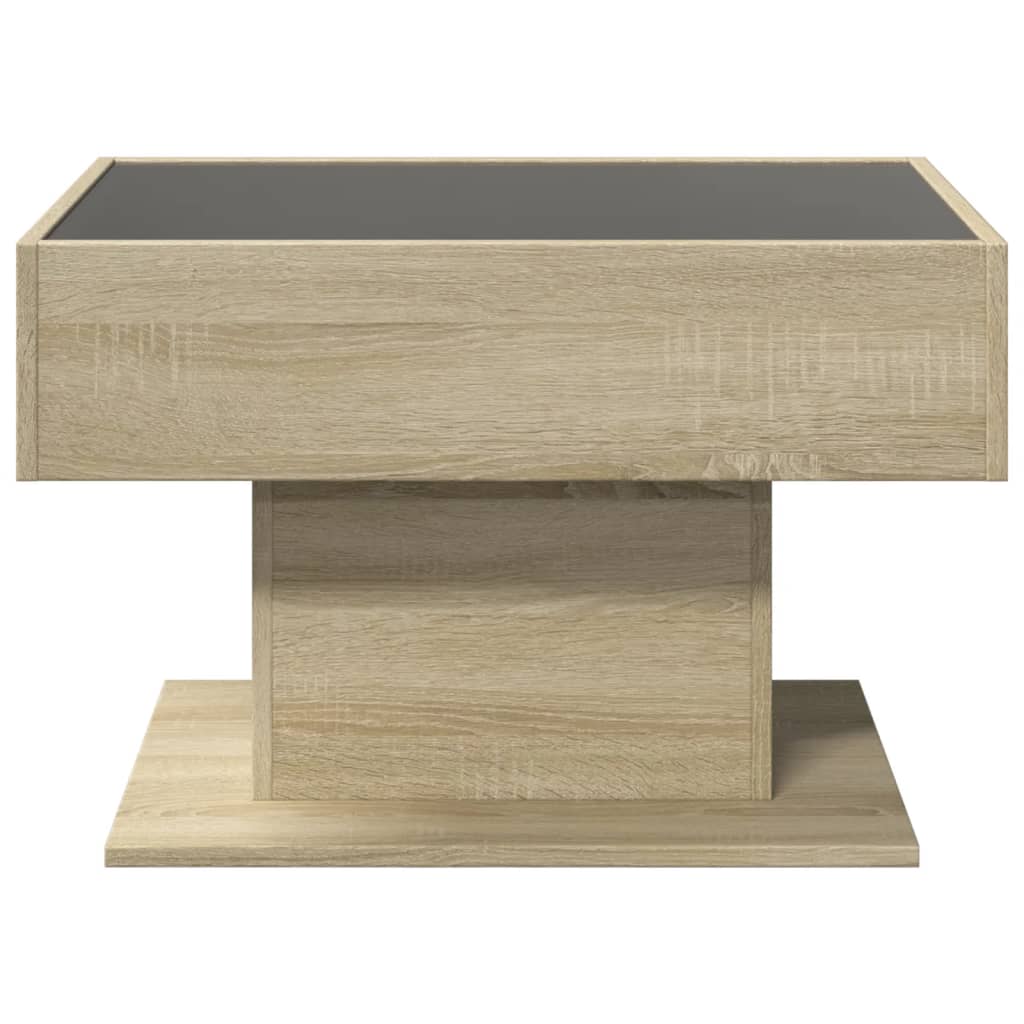 Salongbord med LED sonoma eik 70x50x45 cm konstruert tre