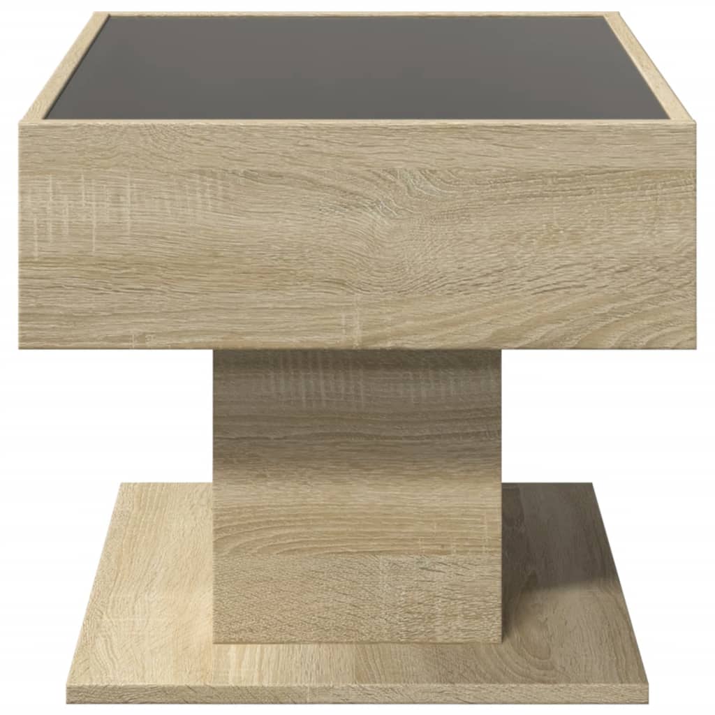 Salongbord med LED sonoma eik 70x50x45 cm konstruert tre