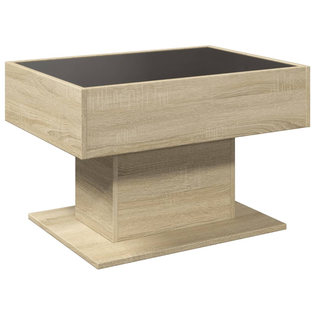 Salongbord med LED sonoma eik 70x50x45 cm konstruert tre