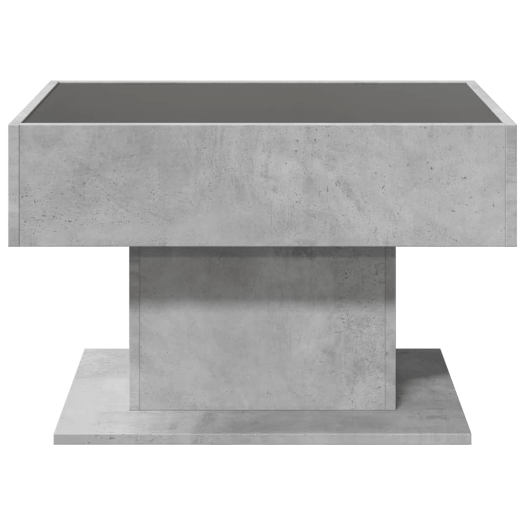 Salongbord med LED betonggrå 70x50x45 cm konstruert tre