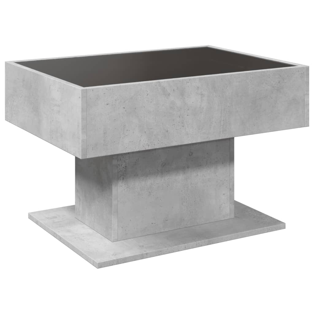 Salongbord med LED betonggrå 70x50x45 cm konstruert tre