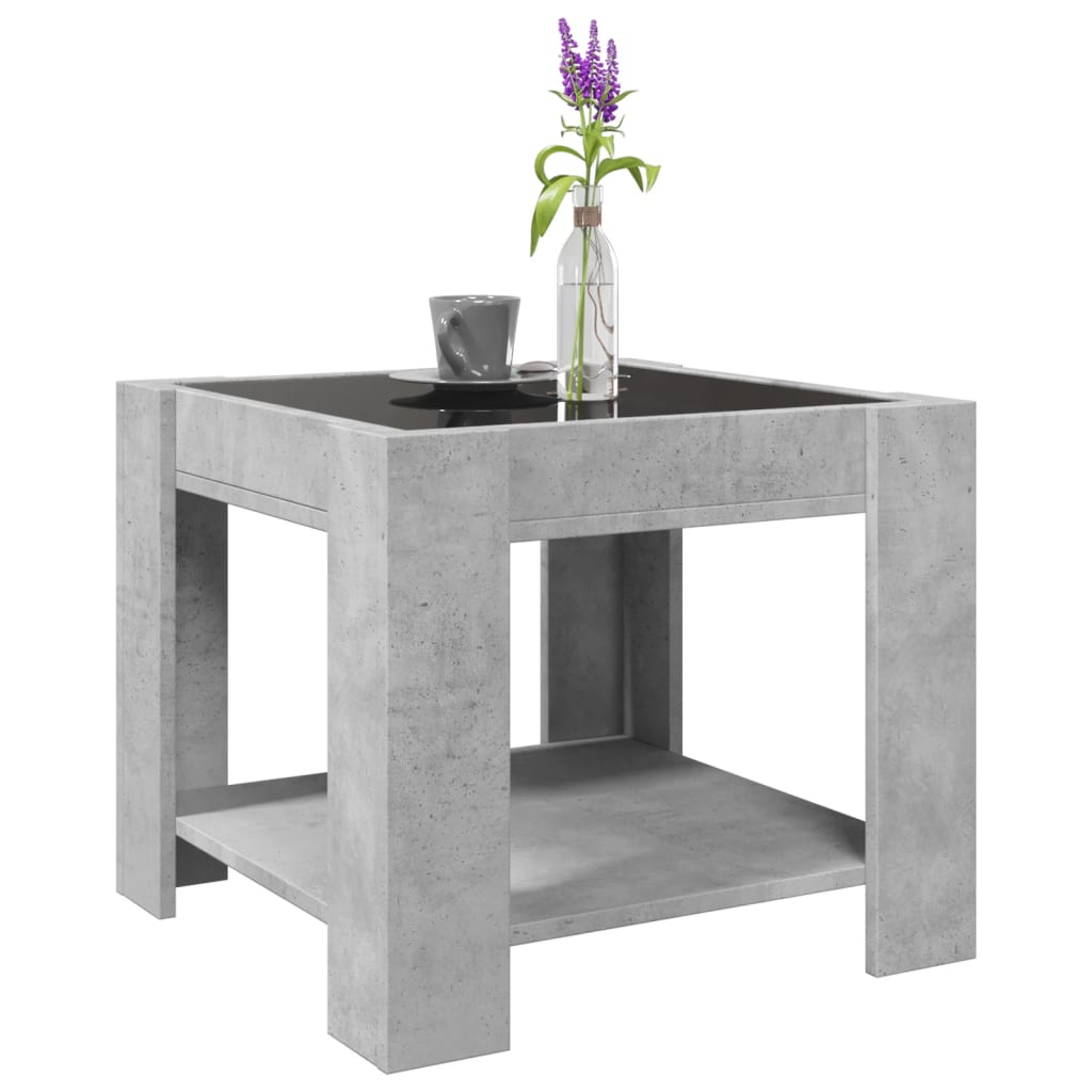Salongbord med LED betonggrå 53x53x45 cm konstruert tre