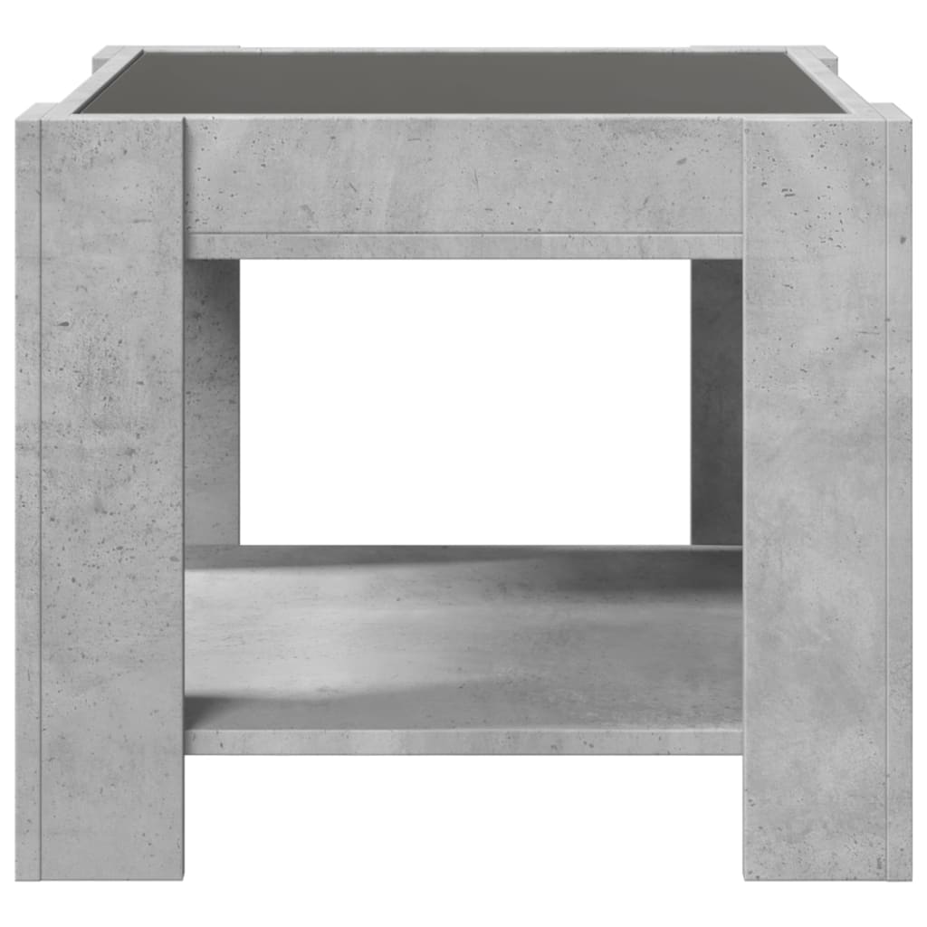Salongbord med LED betonggrå 53x53x45 cm konstruert tre