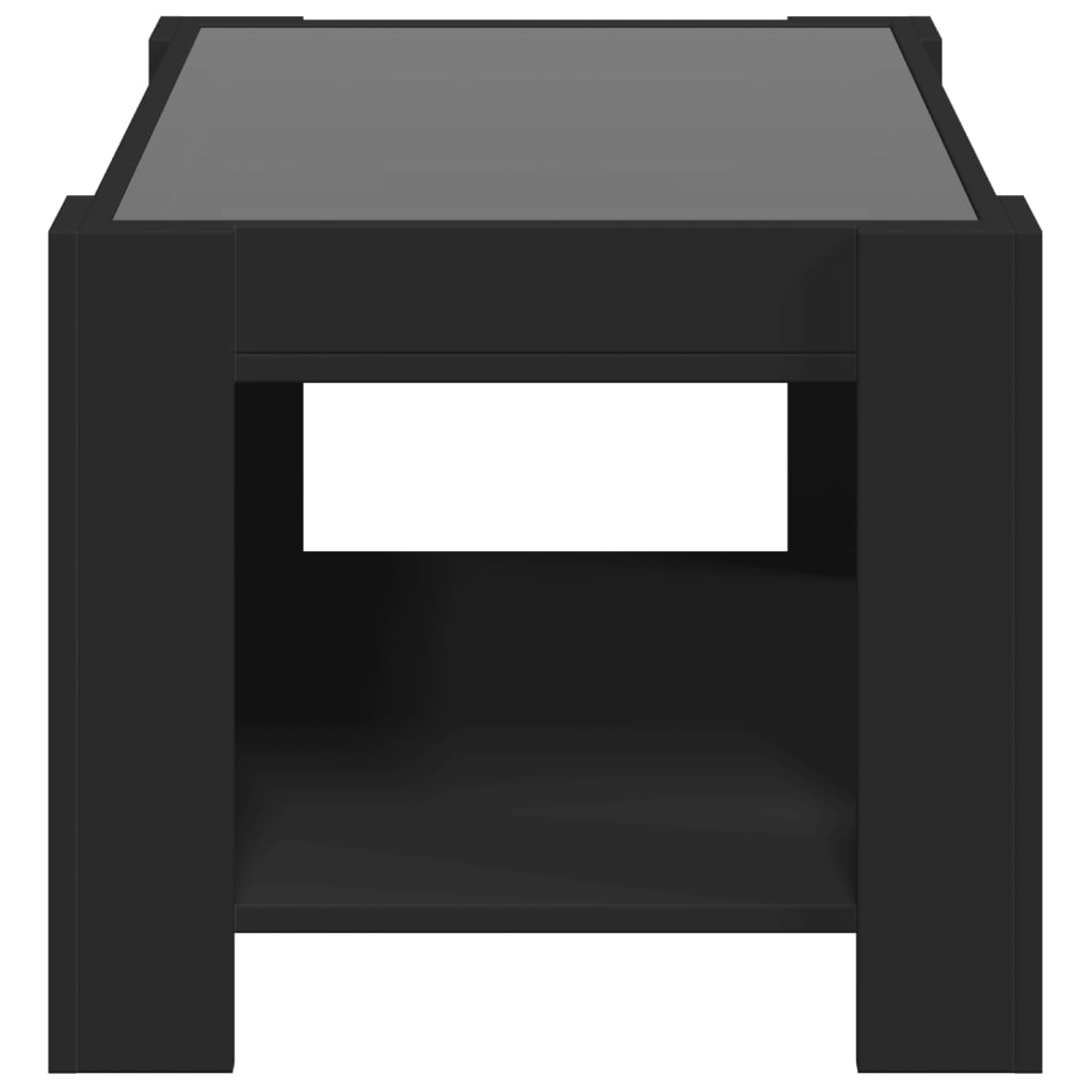 Salongbord med LED svart 73x53x45 cm konstruert tre