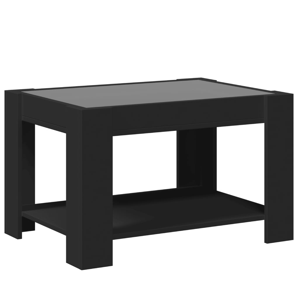 Salongbord med LED svart 73x53x45 cm konstruert tre